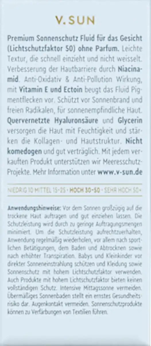 Bild 4 von V.SUN Sonnenfluid Gesicht sensitive "little Sunshine" LSF 50, 30 ml