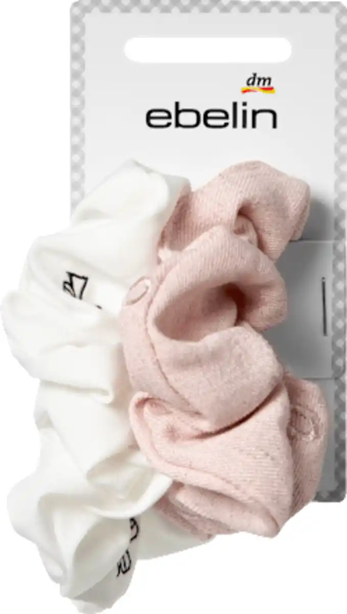 Bild 2 von ebelin Scrunchies bestickt, weiß/rosa, 2 St