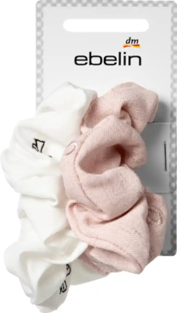 Bild 2 von ebelin Scrunchies bestickt, weiß/rosa, 2 St