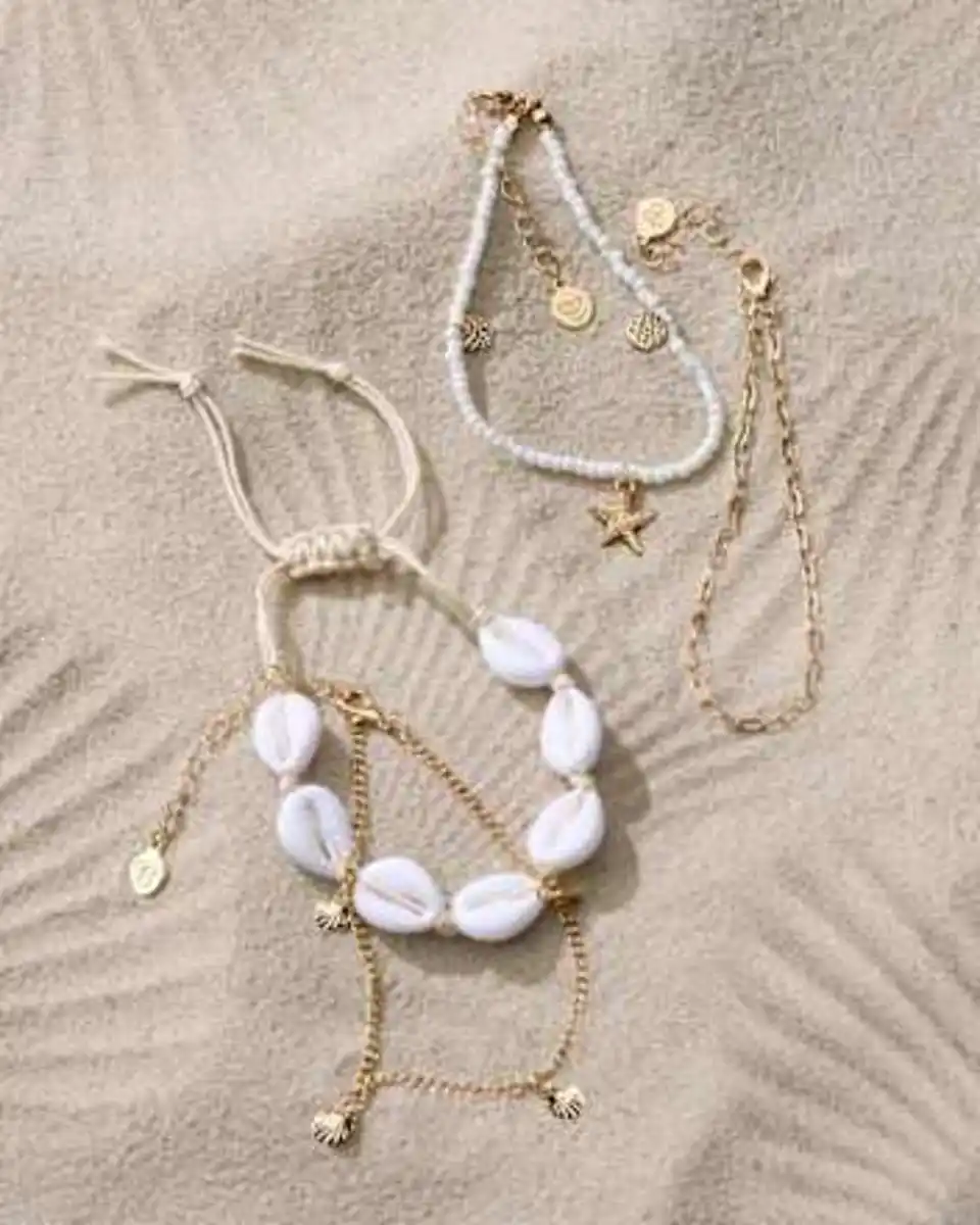 Bild 4 von ebelin Fußketten mit Muscheln, Gold-Optik, 2 St
