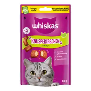 WHISKAS Katzensnack Knuspertaschen mit Truthahn, 60 g