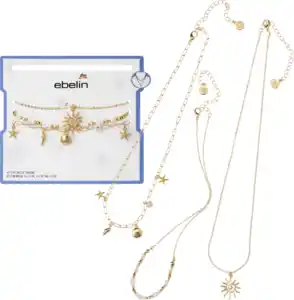 ebelin Halsketten maritim mit Perlen, Gold-Optik, 3 St