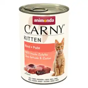 animonda CARNY Katzen-Nassfutter, Geschmacksrichtung: Rind/Putenherz, 12 Stück à 400 g