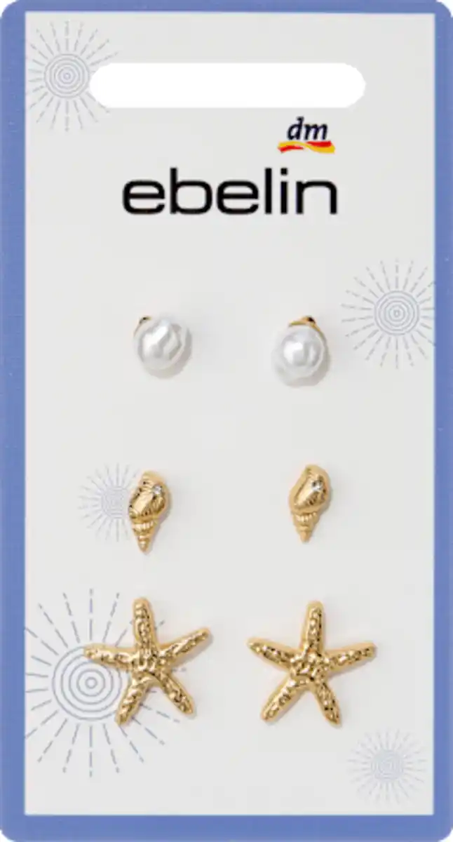 Bild 2 von ebelin Ohrstecker maritim mit Perlen, Gold-Optik, 6 St