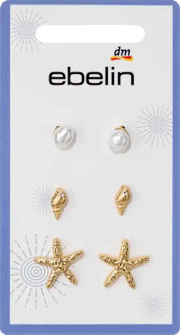 Bild 2 von ebelin Ohrstecker maritim mit Perlen, Gold-Optik, 6 St