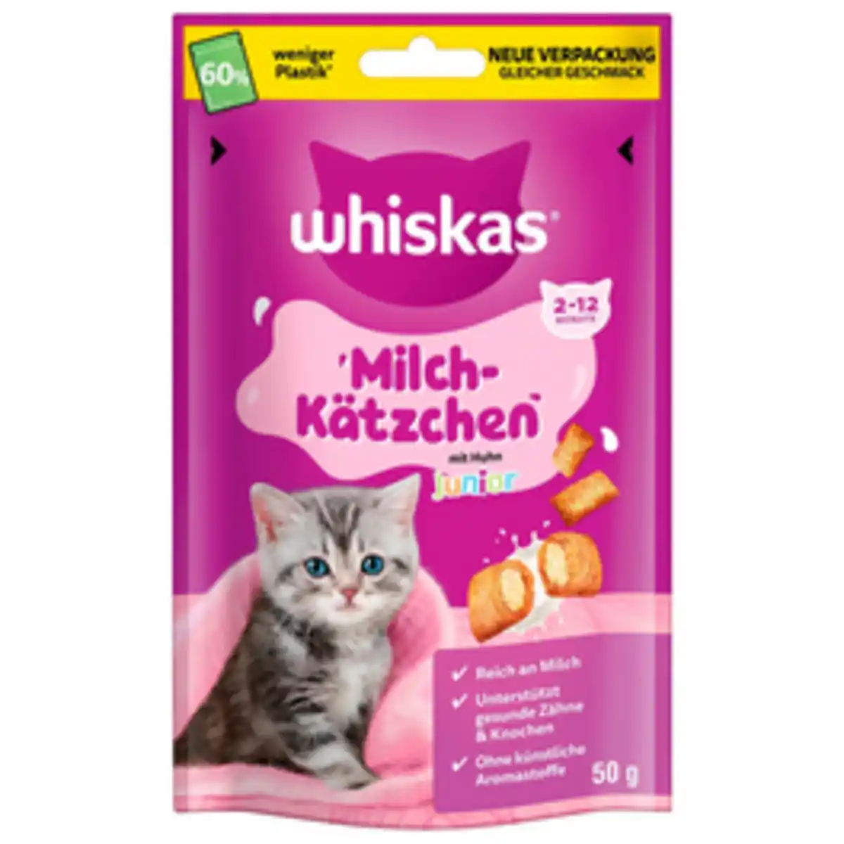 Bild 1 von WHISKAS Katzensnack, Ergänzungsfuttermittel, Huhn, 50 g