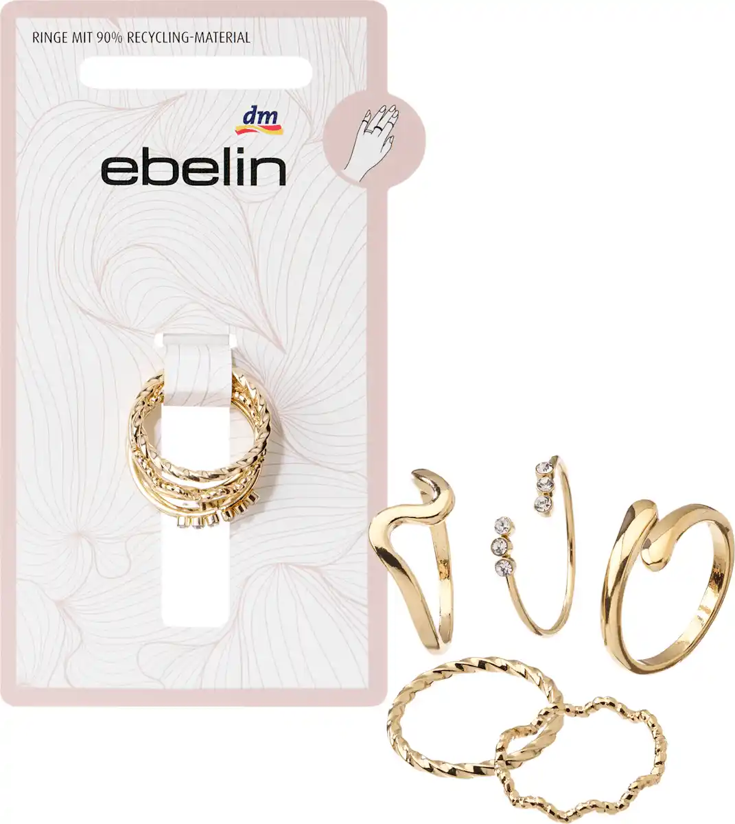 Bild 1 von ebelin Ringe Gold-Optik, 5 St