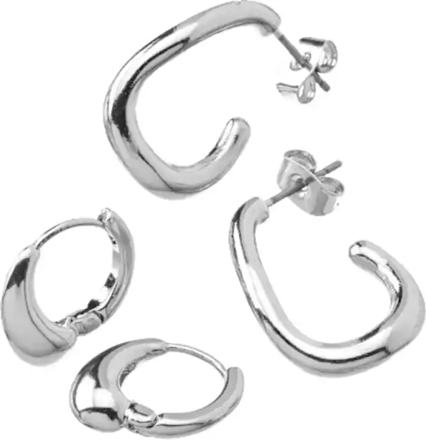 Bild 3 von ebelin Ohrstecker organisch, Silber-Optik, 4 St
