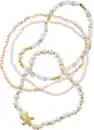 Bild 3 von ebelin Armbänder elastisch mit Perlen, weiß/Gold-Optik, 4 St