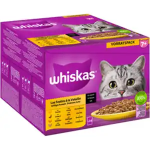 WHISKAS Katzen-Nassfutter, Senior, 24 Stück à 85g, Geflügel