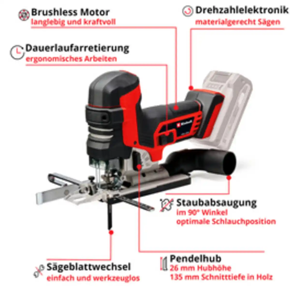 Bild 4 von EINHELL Stichsäge »TP-JST 18/135 Li BL - Solo«, 18 V, Power X-Change