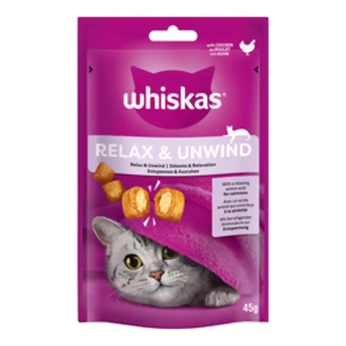 Bild 1 von WHISKAS Katzensnack RELAX & UNWIND, Huhn, 45 g