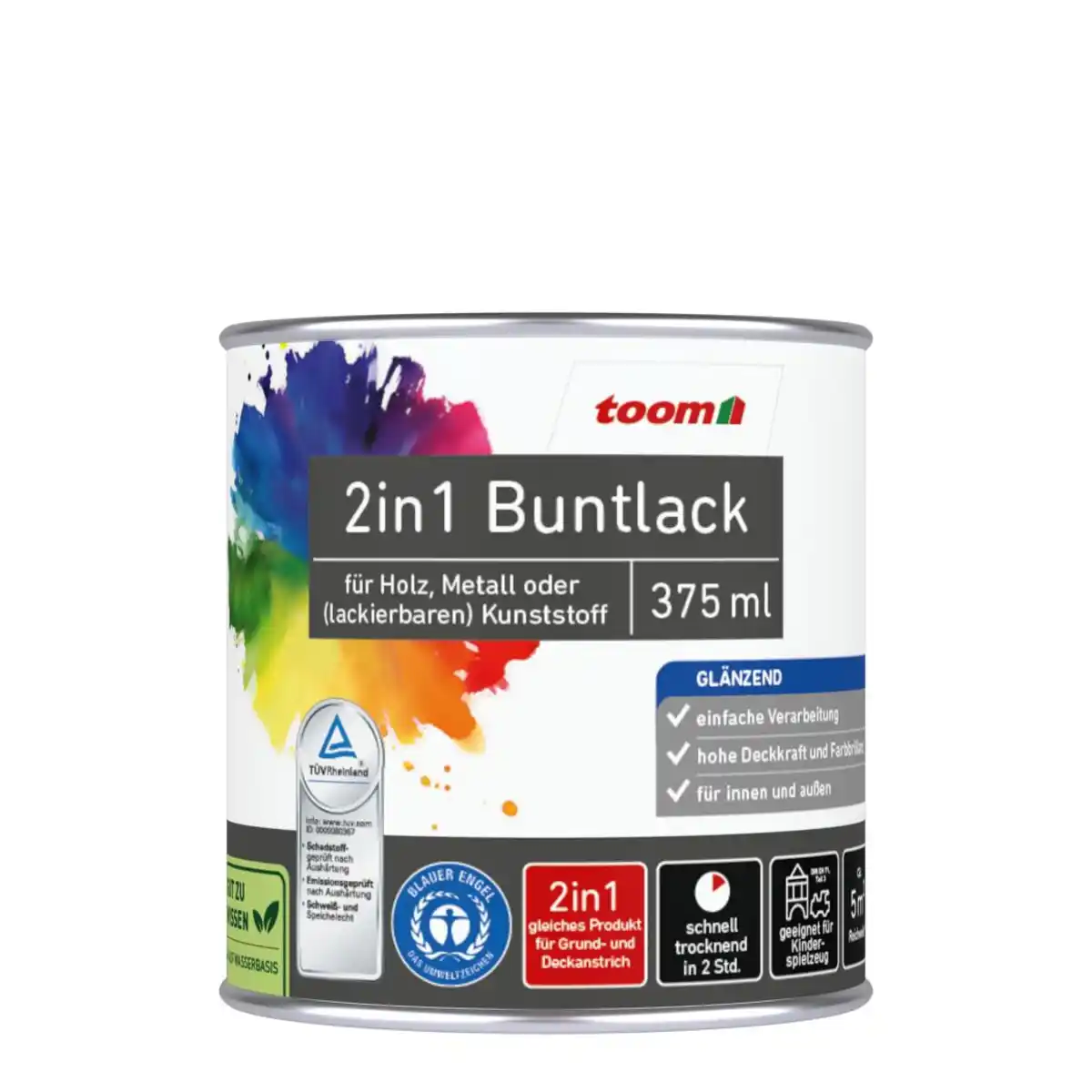 Bild 1 von toom 2in1 Buntlack 'Mondschein' lichtgrau glänzend 375 ml