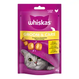 WHISKAS Katzensnack Groom & Care, Huhn, 45 g