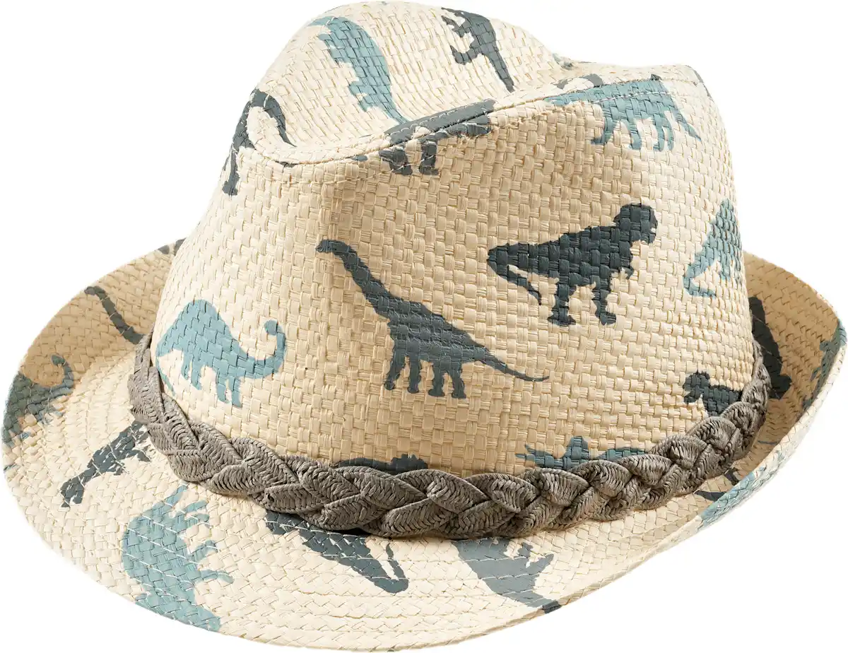 Bild 1 von PUSBLU Strohhut mit Dinosaurier-Muster, beige, Gr. 52/53, 1 St