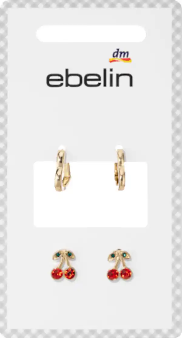 Bild 2 von ebelin Ohrstecker Herz & Kirschen, Gold-Optik, 4 St