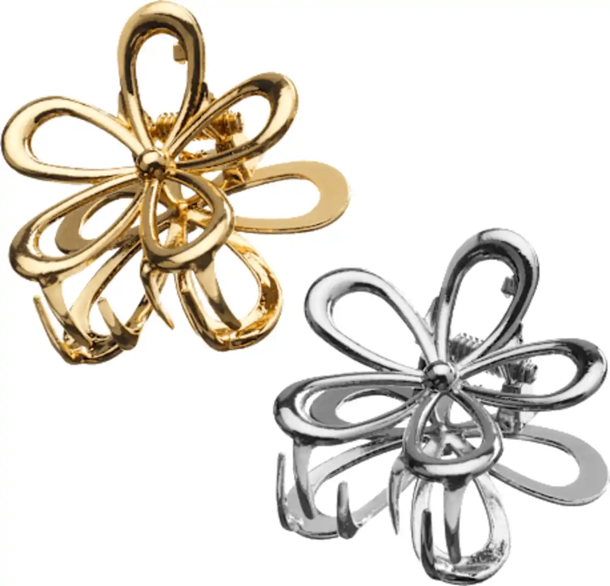 Bild 3 von LANGHAARMÄDCHEN Haarklammern Blumen, Gold- & Silberoptik, 2 St