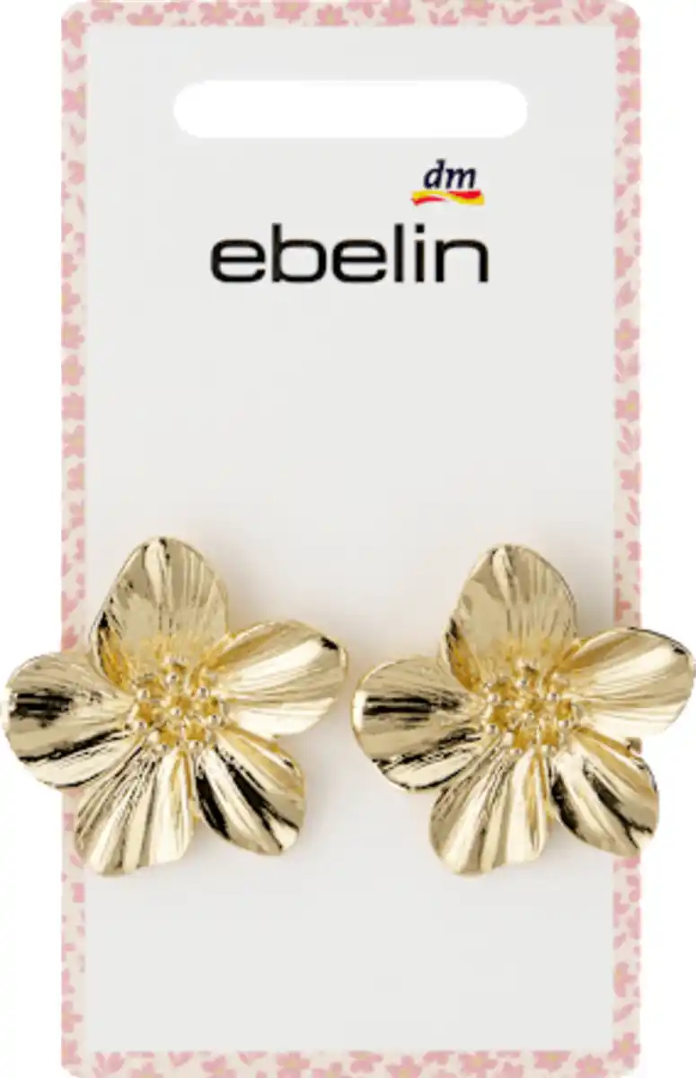 Bild 2 von ebelin Ohrstecker mit Blumen, Gold-Optik, 2 St