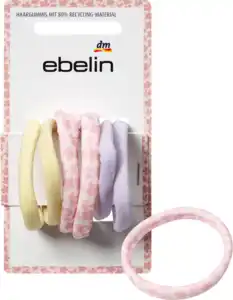 ebelin Haargummis gelb/flieder/Blumenmuster, 6 St