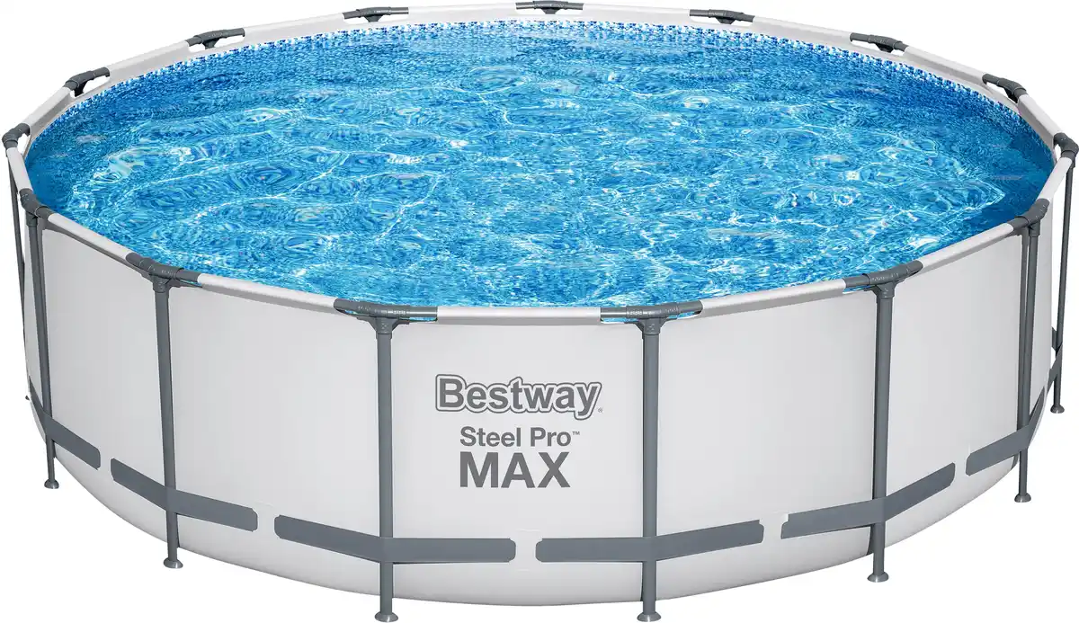 Bild 1 von Bestway Steel Pro MAX Frame Pool Komplett-Set mit Filterpumpe Ø 457 x 122 cm, lichtgrau, rund