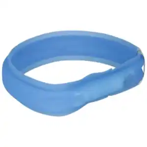TRIXIE Halsband, Flash Leuchtband USB, M–L: 50 cm/30 mm, Silikon, Blau