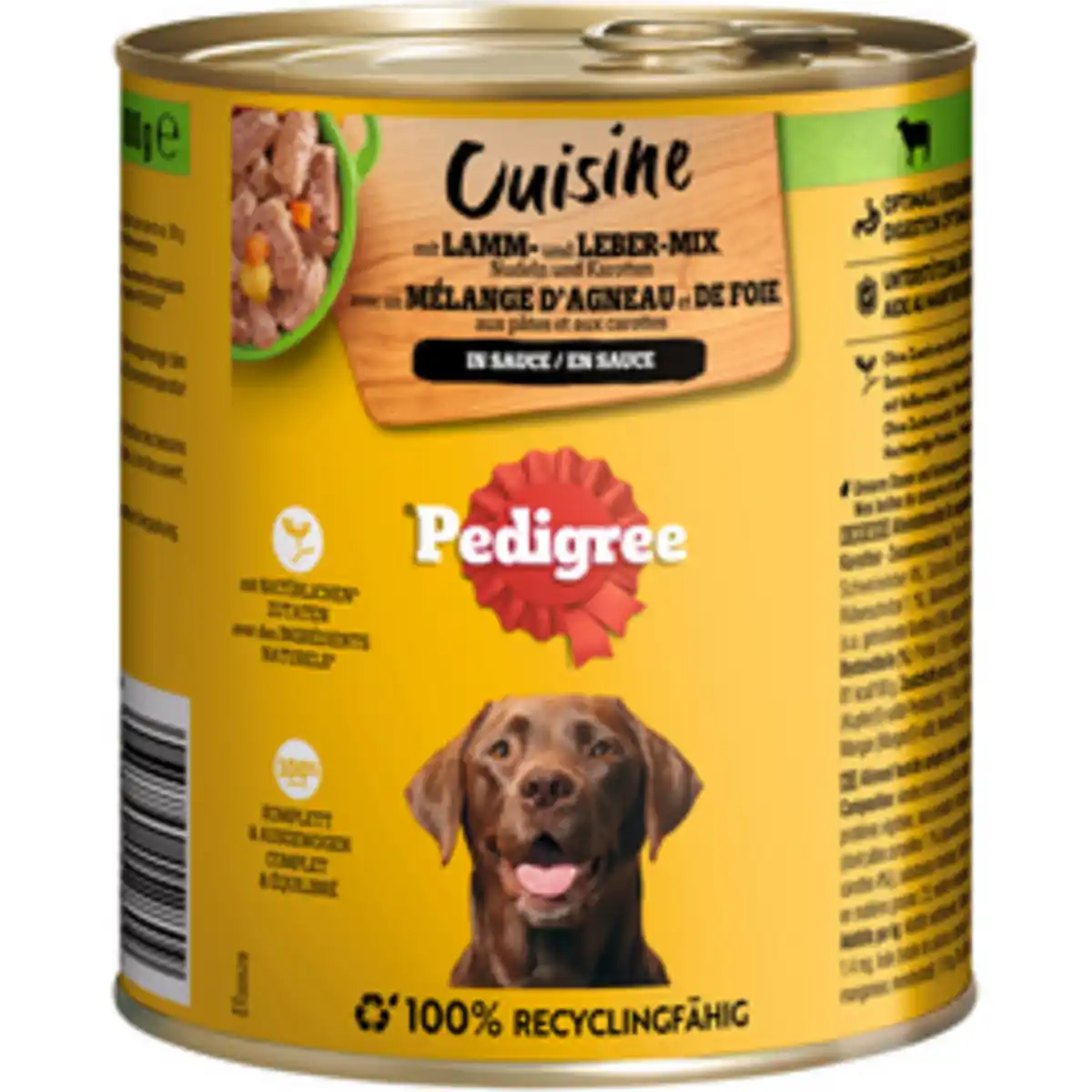 Bild 1 von PEDIGREE Hunde-Nassfutter Cuisine in Sauce mit Lamm, Leber, Nudeln & Karotten, Dose 800g