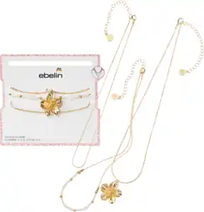 ebelin Halsketten mit Blume & Perlen, 3 St