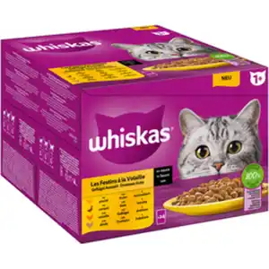 WHISKAS Katzen-Nassfutter, Geflügel, 24 Stück, senior