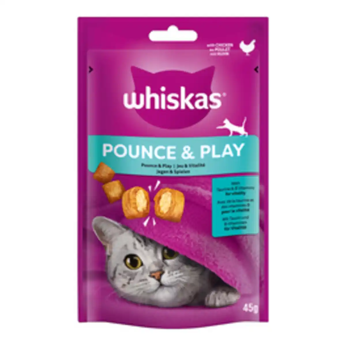 Bild 1 von WHISKAS Katzensnack POUNCE & PLAY, Huhn, 45 g