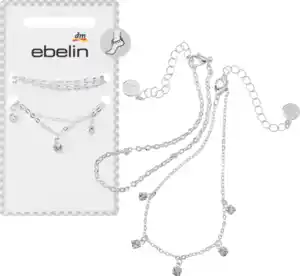 ebelin Fußketten mit Strass, Silber-Optik, 2 St