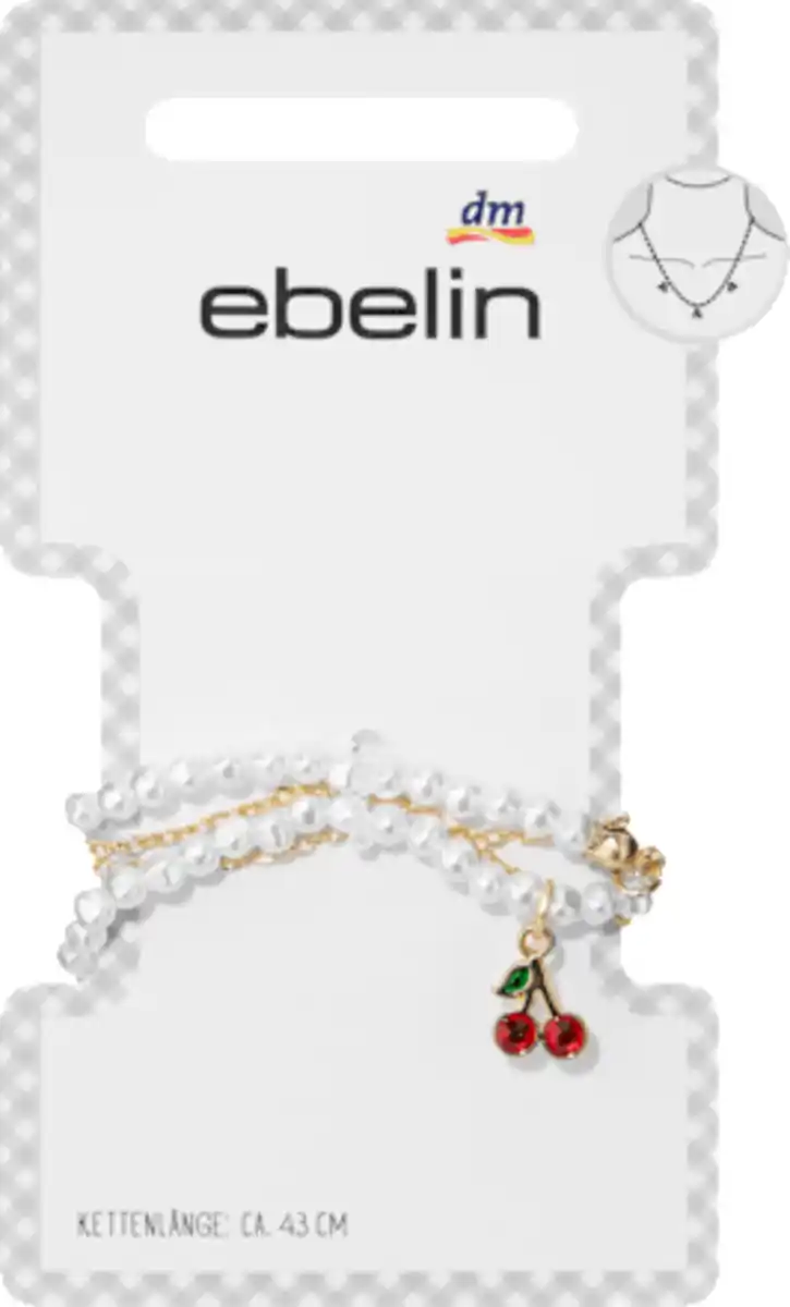 Bild 2 von ebelin Halskette mit Perlen & Kirschen, Gold-Optik, 1 St