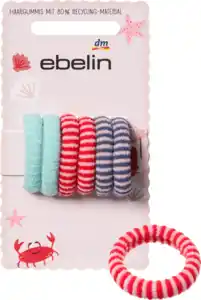 ebelin Haargummis gestreift, mint/rot/blau, 6 St