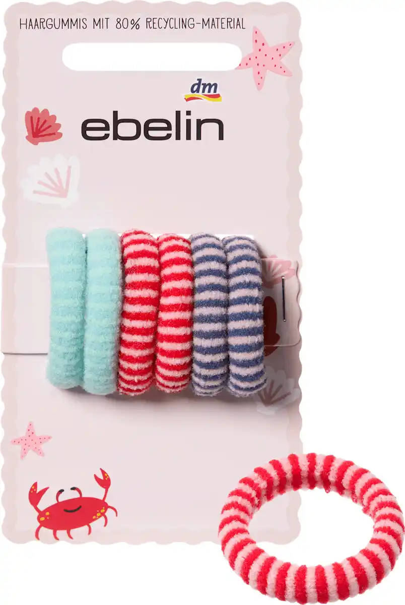 Bild 1 von ebelin Haargummis gestreift, mint/rot/blau, 6 St