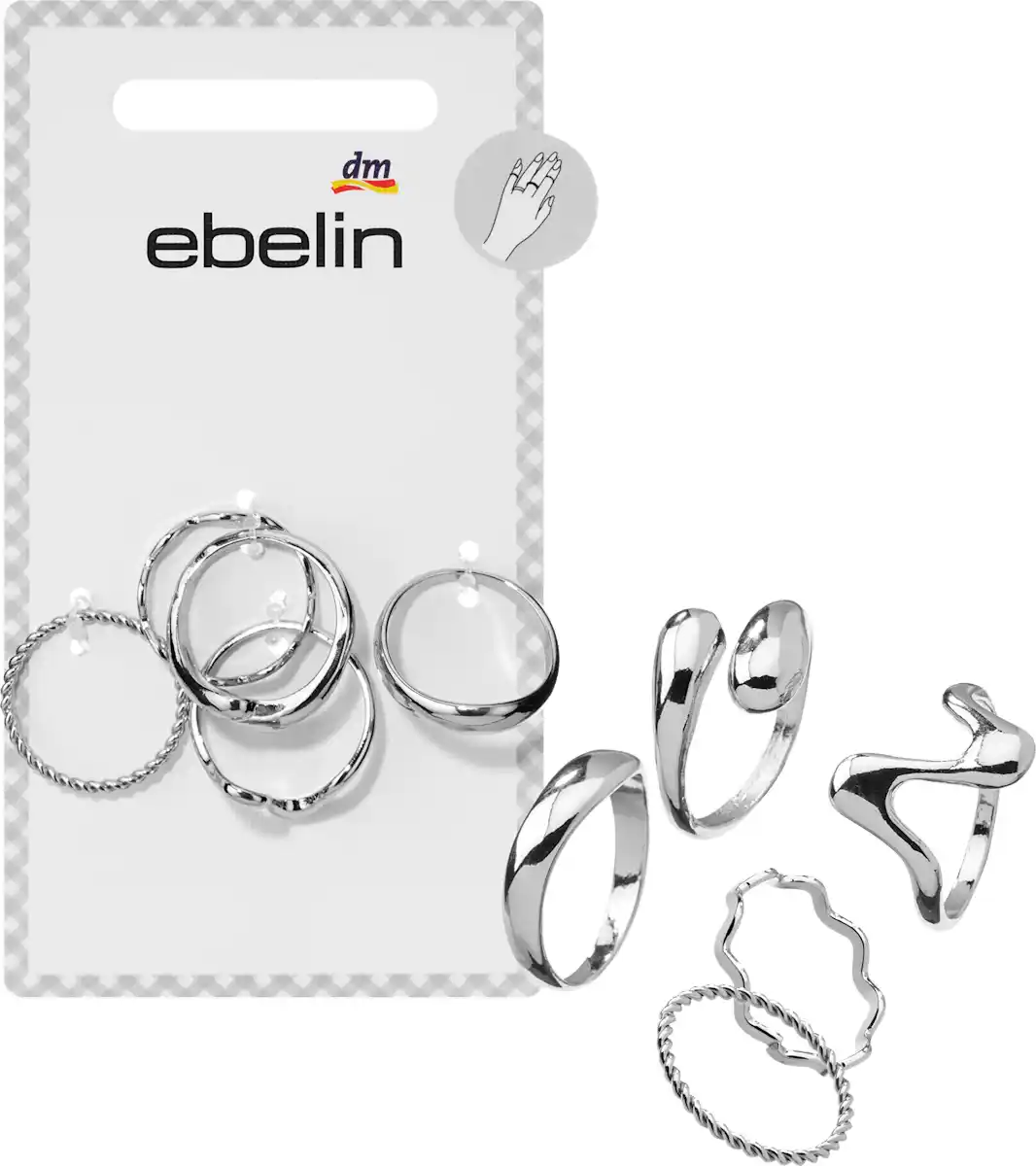 Bild 1 von ebelin Ringe Silber-Optik, 5 St