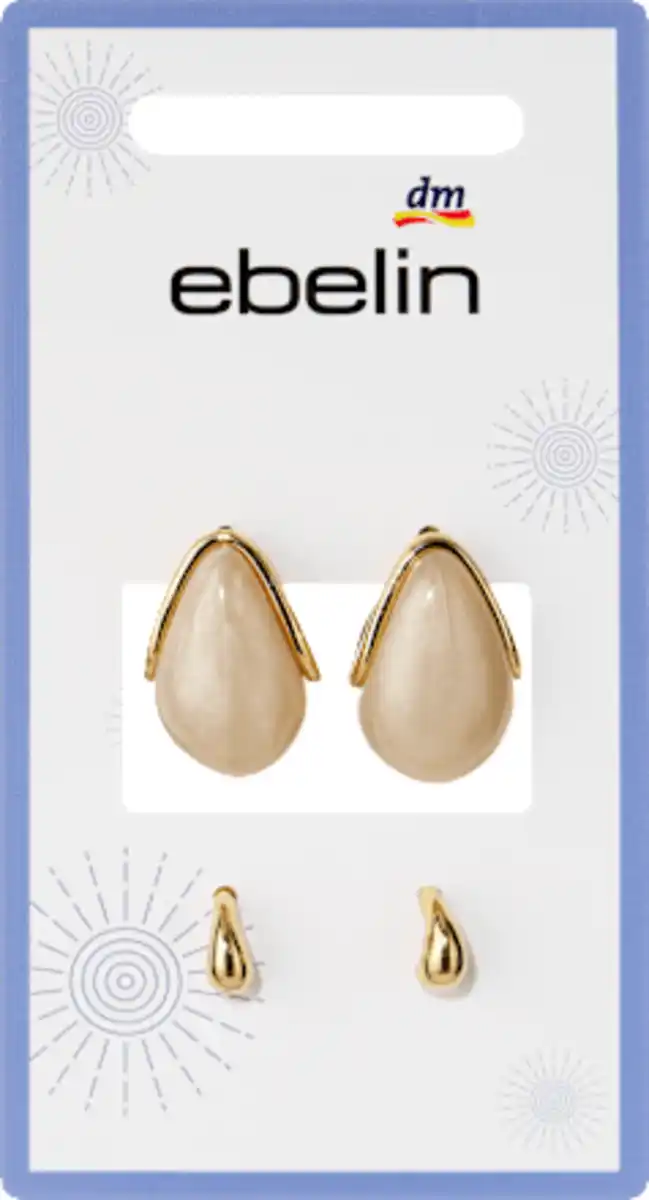 Bild 2 von ebelin Ohrstecker Tropfenform, Gold-Optik, 4 St