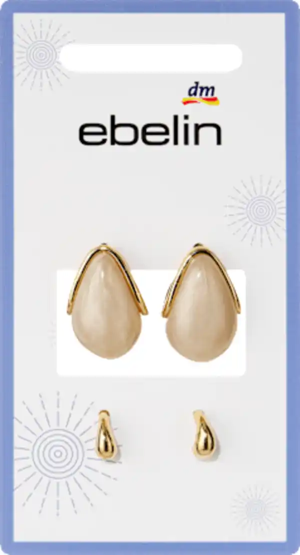 Bild 2 von ebelin Ohrstecker Tropfenform, Gold-Optik, 4 St