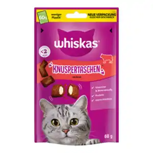 WHISKAS Katzensnack Knuspertaschen, mit Rind, 60 g