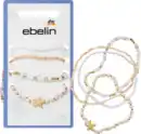 Bild 1 von ebelin Armbänder elastisch mit Perlen, weiß/Gold-Optik, 4 St