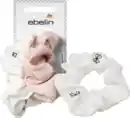 Bild 1 von ebelin Scrunchies bestickt, weiß/rosa, 2 St
