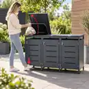 Bild 2 von CHILLROI 3er Mülltonnenverkleidung CUBO mit Fußpedal zum einfachen Öffnen, ca. 204 x 80 x 118,5cm - Anthrazit