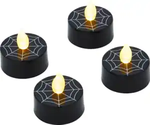 IDEENWELT LED-Teelichte Spinnennetz 4er-Set