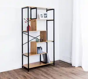 Prestige Home Living Indoor Asymmetrisches Wohnzimmerregal, ca. 84 x 35 x 163 cm - Hellbraun