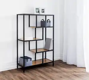 Prestige Home Living Indoor Aysmetrisches Wohnzimmerregal, ca. 84 x 34 x 130 cm - Hellbraun