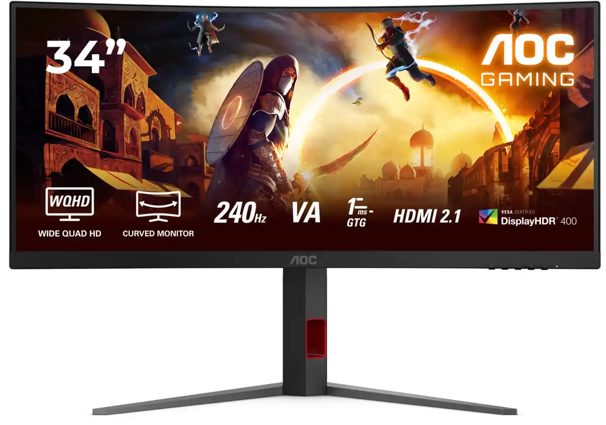 Bild 1 von CU34G4Z 86 cm (34") Gaming Monitor schwarz/rot, Ultrawide (3440x1440), 0,3 ms Reaktionszeit, gebogen