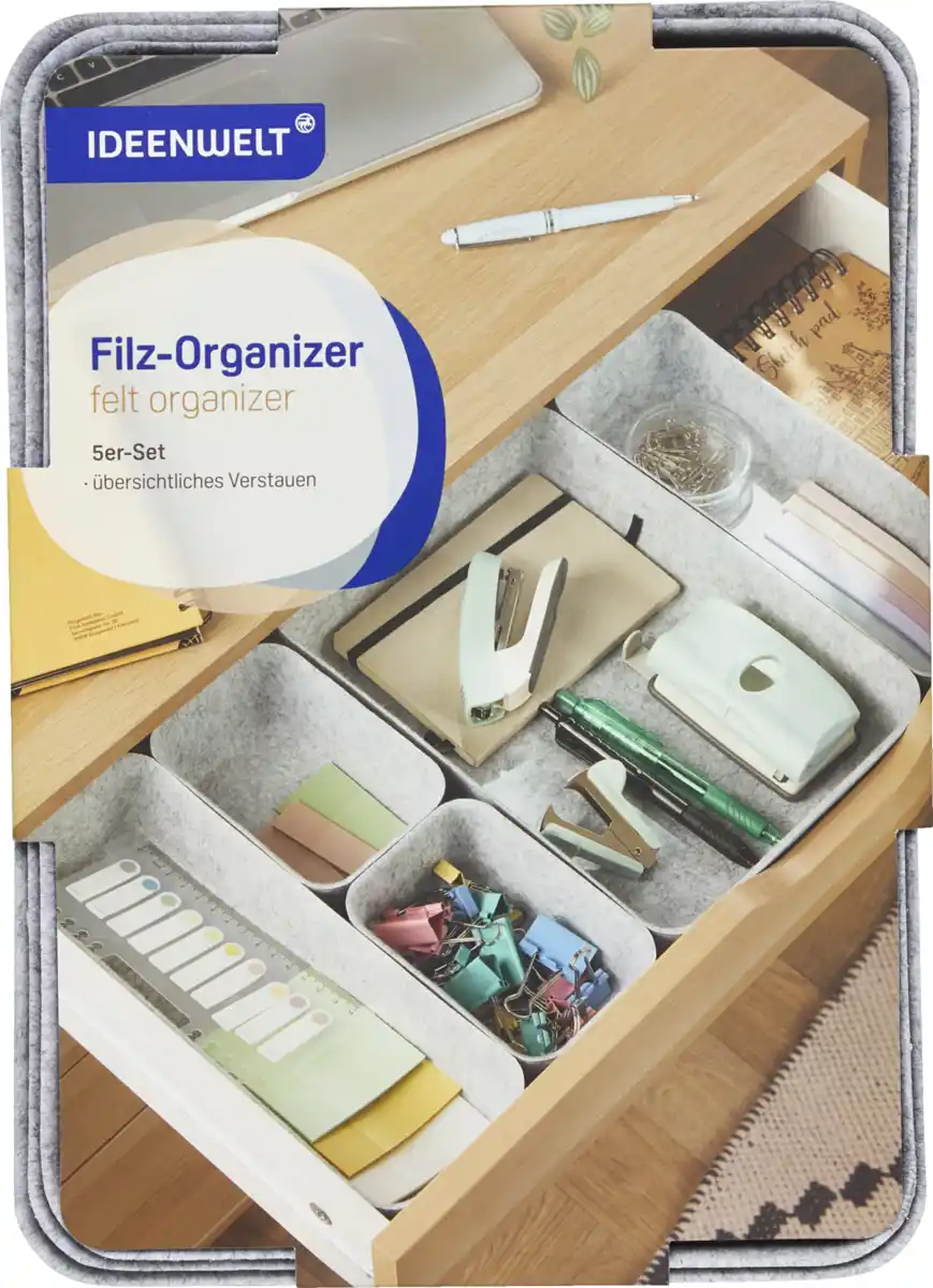 Bild 2 von IDEENWELT Filzorganizer 5er-Set grau