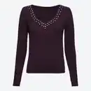 Bild 1 von Damen-Pullover mit V-Ausschnitt und Ziersteinen