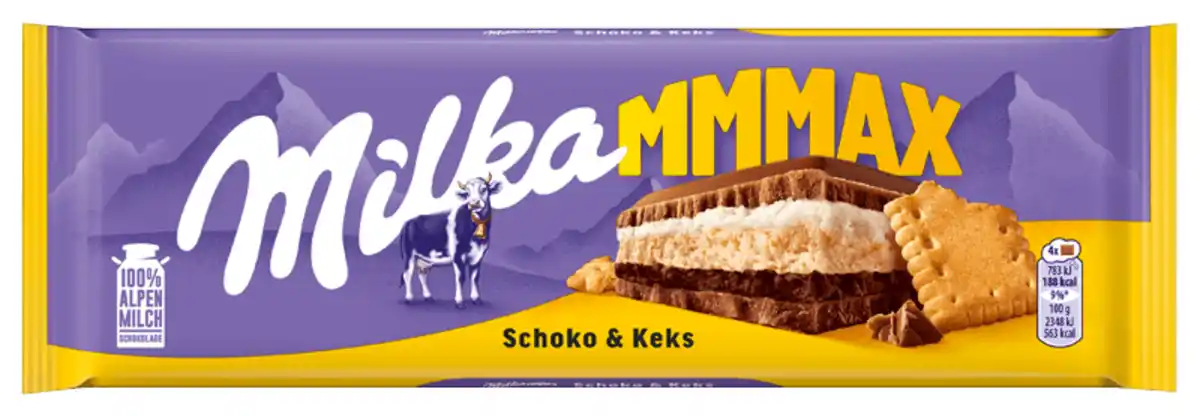 Bild 1 von MILKA Schokoladentafel Milch mit Schokolade und Keks MMMAX, 300 g