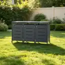 Bild 3 von CHILLROI 3er Mülltonnenverkleidung CUBO mit Fußpedal zum einfachen Öffnen, ca. 204 x 80 x 118,5cm - Anthrazit