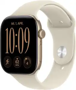 Apple Watch Series 12 (46mm) GPS Smartwatch Alu mit Sportarmband M/L lichtgold/sand