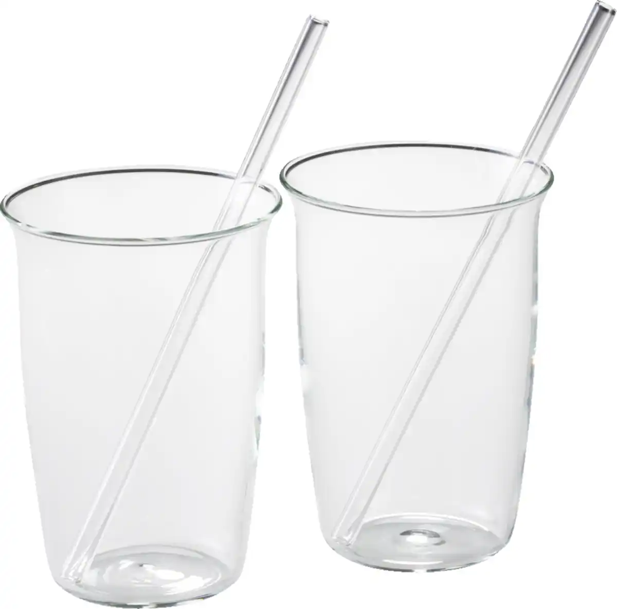 Bild 2 von IDEENWELT Glasbecher mit Trinkhalm 2er-Set Transparent